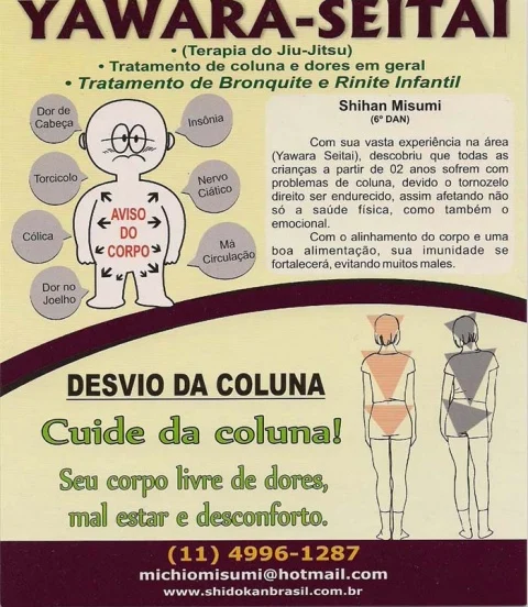 Flyer sobre os beneficios do Yawara Seitai